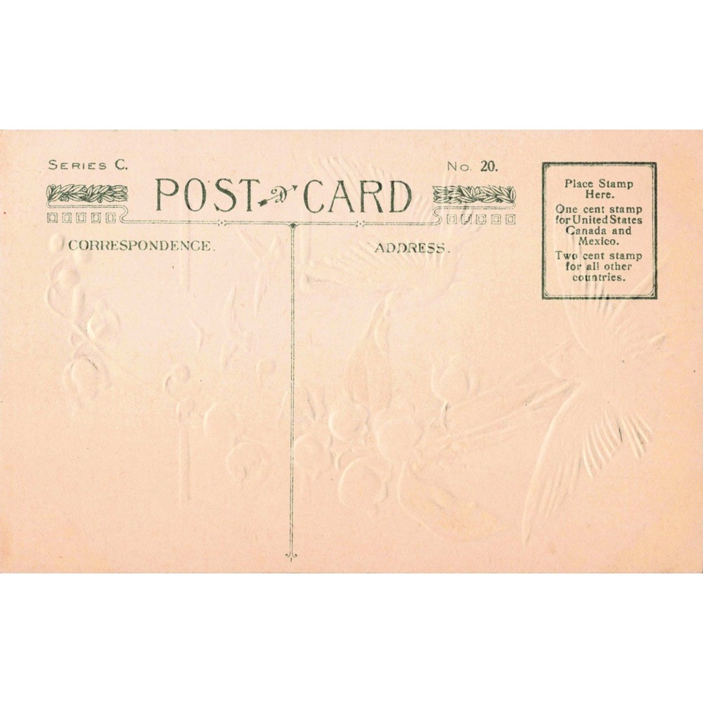 Vtg Easter Wishes Postcard Embossed Cross Doves Lily of the Valley Series C 20 - Picture 2 of 2